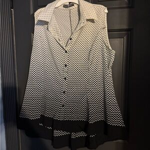 Black and white flare blouse